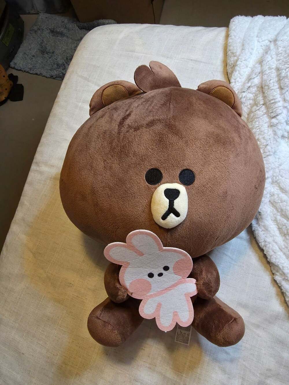 Line Friends Brown Bear Holding Rabbit Plush Doll